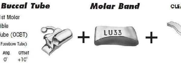 1st Molar Bands Assembly with Upper OCBT Buccal Tube and Cleat