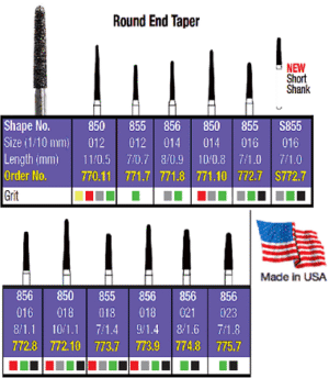 FG Diamond Round End Taper Burs