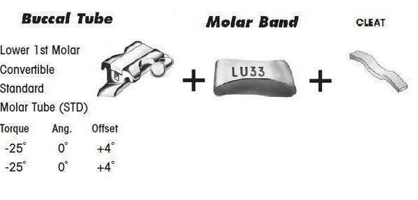 1st Molar Bands Assembly with Lower STD Buccal Tube and Cleat