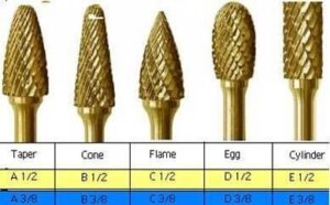 Titanium Nitrite Coated Lathe Carbide Burs 1/4 Inch Shank
