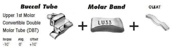 Upper-1st-Molar-Convertible-Double-Molar-Tube-with-Cleat.jpg 1st Molar Bands Assembly with Upper DBT Buccal Tube and Cleat