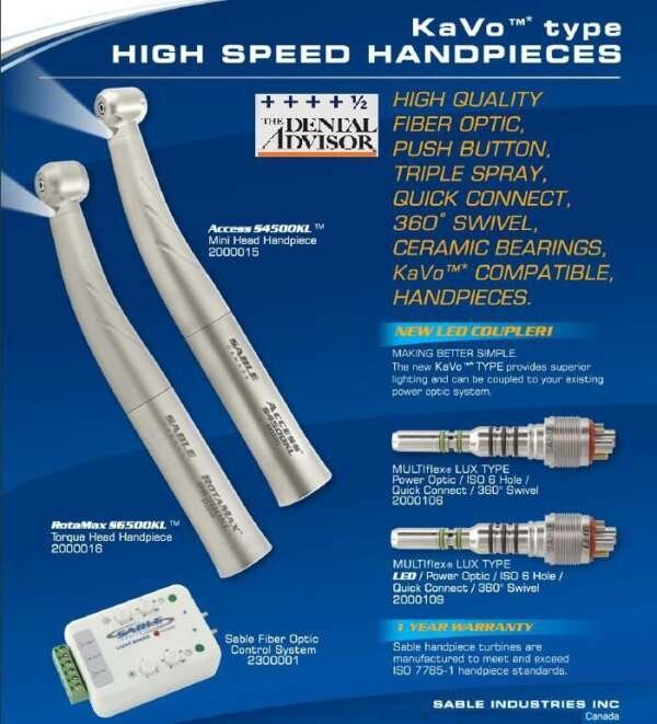KAVO Interchangeable Fiber Optic Handpiece - Sable