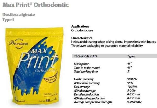 Max Print Dustless Orthodontic Alginate